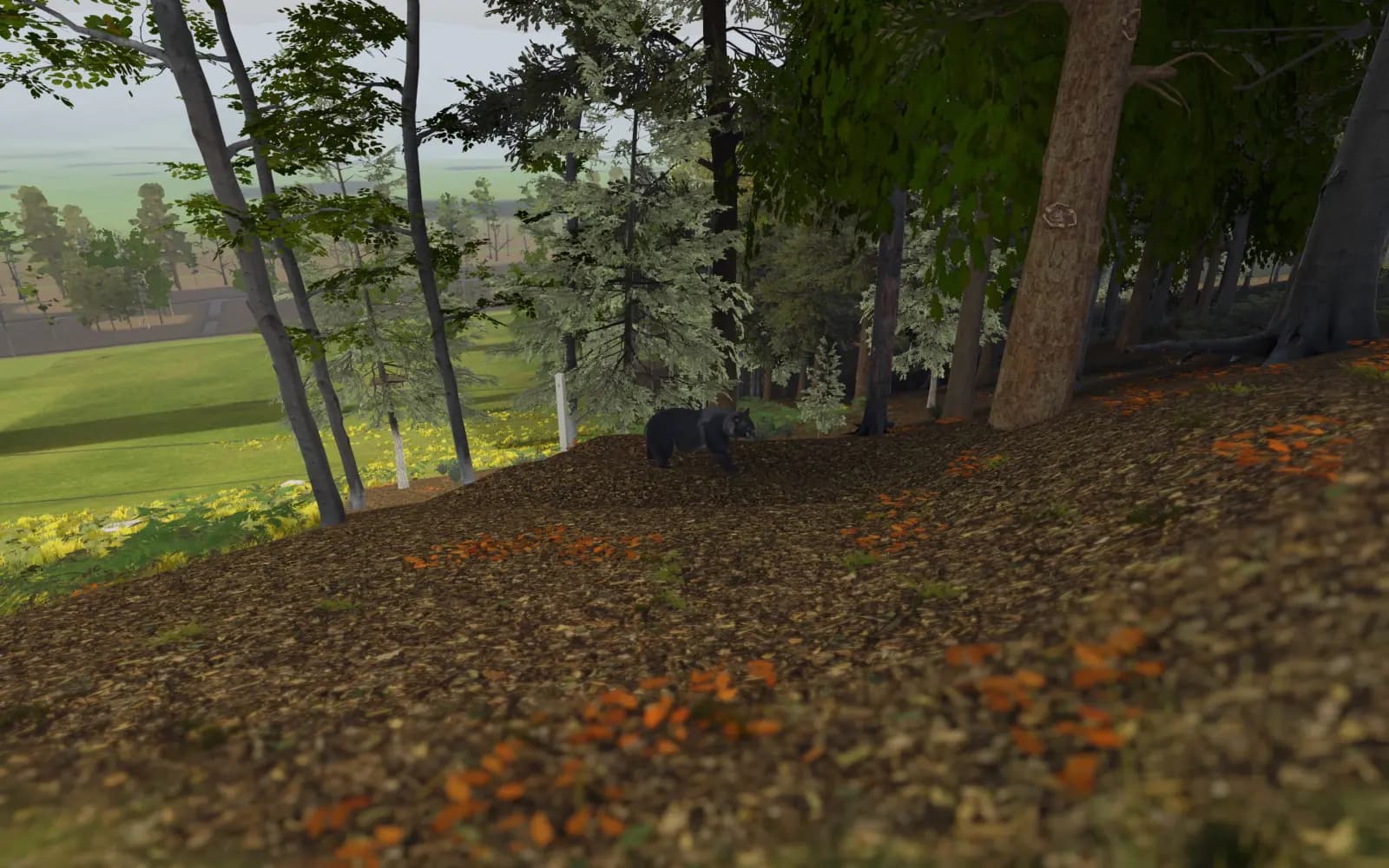 A foam black bear on a leafy hillside at Hemlock Crest